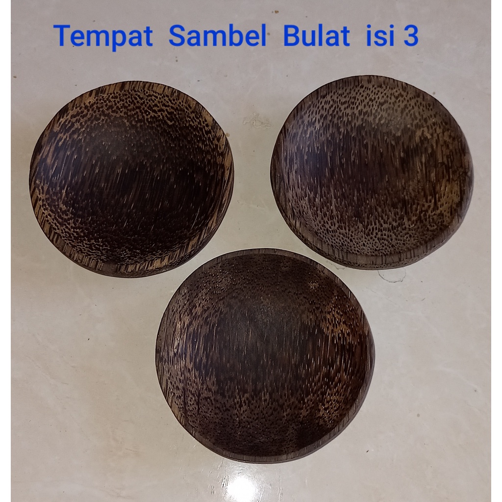 Termurah Tempat Sambel  Bulat Kayu Aren isi  3