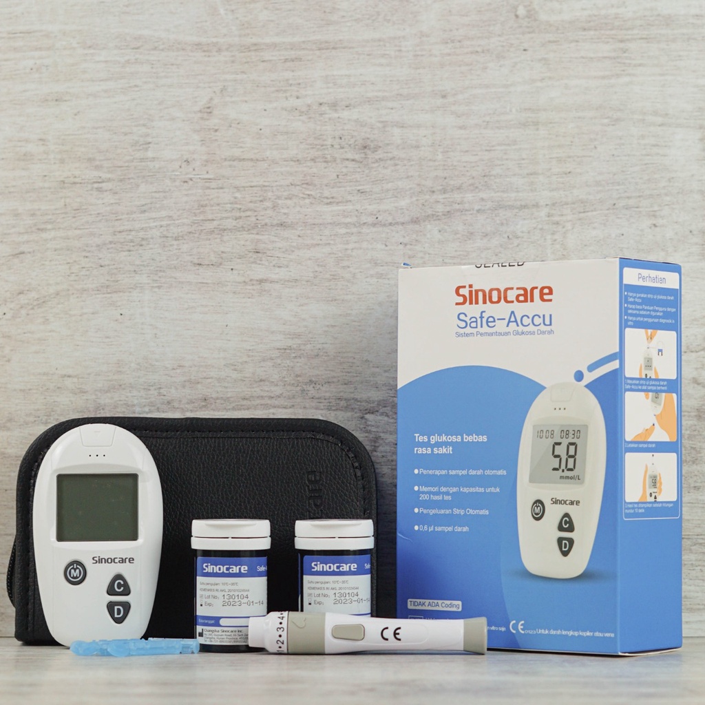 Cod Alat Tes Cek Gula Glucose Darah Monitor Sinocare Safe-Accu Alat Cek Gula Darah