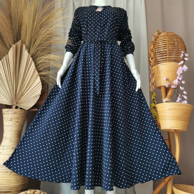 GAMIS REMAJA MONALISA KLOK MOTIF POLKADOT KECIL TERBARU MURAH