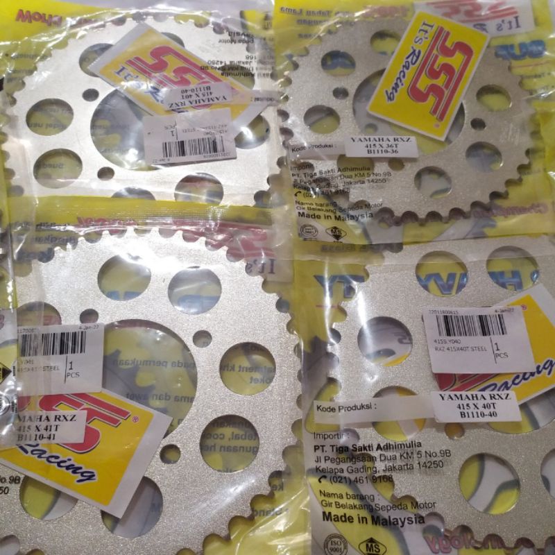 SSS Gear Belakang 415 RXZ RXK RX King New Fizr Vega R New Jupiter Z New MX New 31T 32T 33T 34T 35T 36T 37T 38T 39T 40T 41T 42T 43T 44T 45T 46T 47T 48T 49T 50T Crome Silver-1