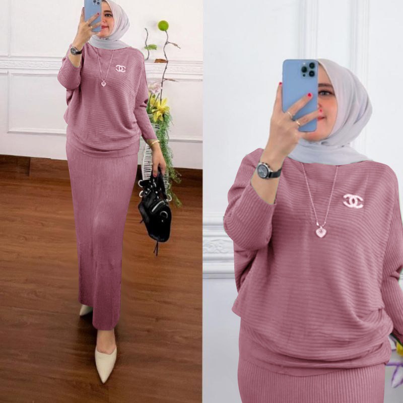 O2 Fashion / Megan set knit / bisa cod / stelana bahan knit impot halus dan adem