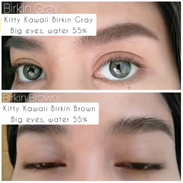 Softlens Kitty Kawaii Birkin Soft Lens Gray Grey Brown Soflens Minus