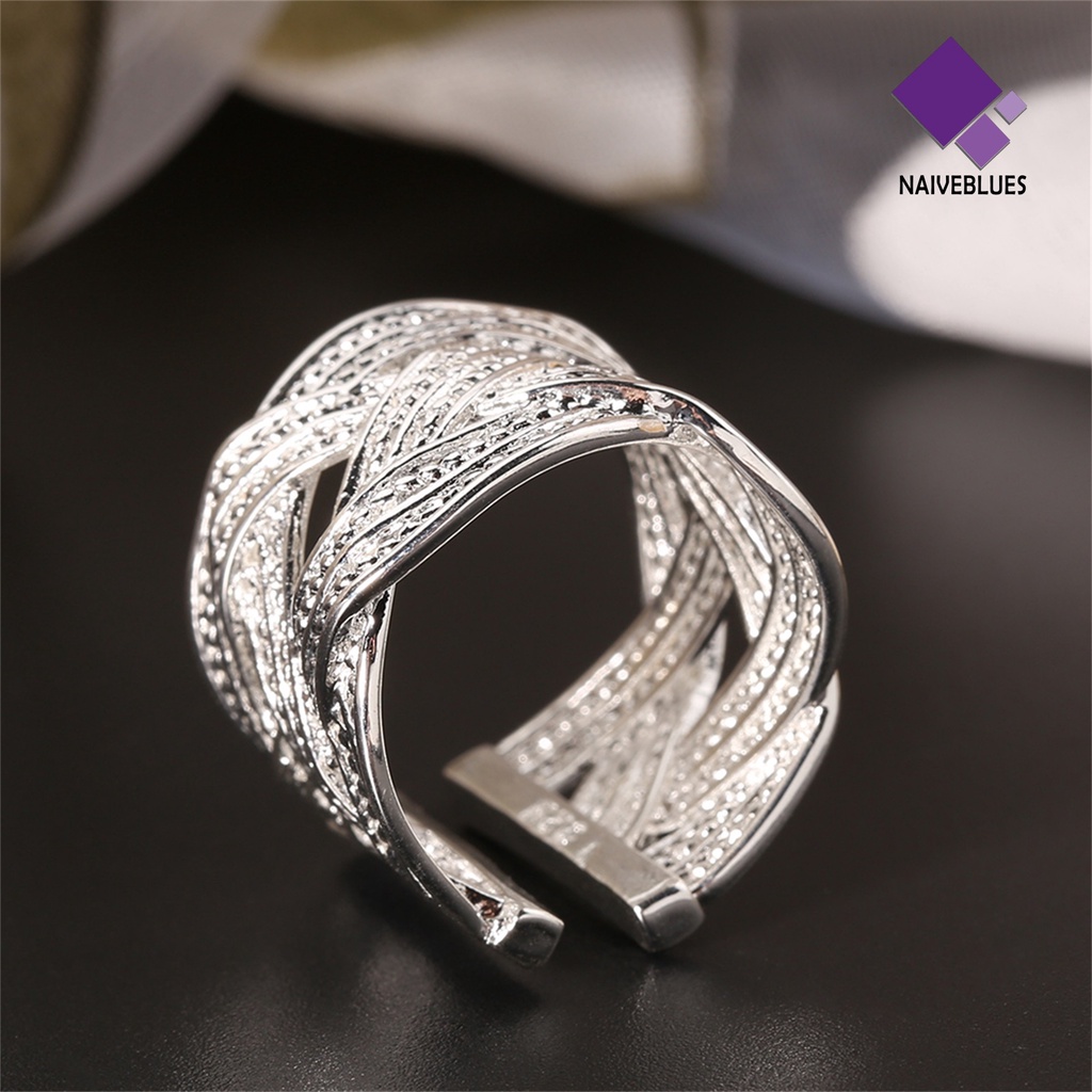 Cincin Model Terbuka Bahan 925 Silver Plated Untuk Wanita