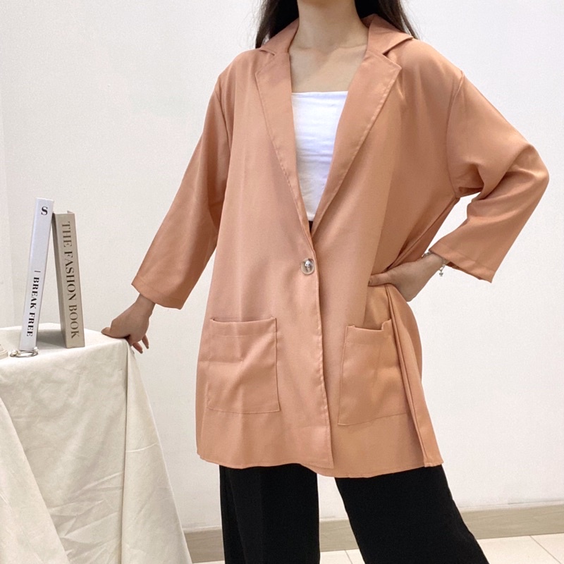 LISA Long Outer / Office Blazer Casual Blazer Dress / Hijab Outer Long Sleeve with Pocket 0344-309