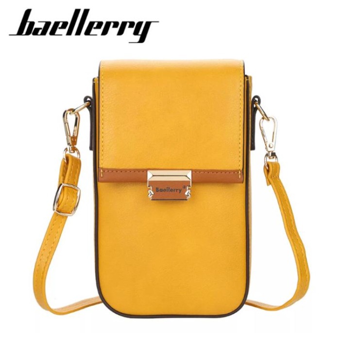tas hp wanita BAELLERRY Tas Selempang Wanita Kulit Wanita Cewek Dompet BLY029 - Yellow Y4N3 tas hp w