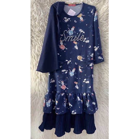 Gamis anak Mote Maxidress #55073 + Kerudung Kids Catherine bahan Scuba Tebal Maxi Dress