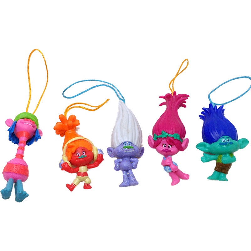 6pcs / set Gantungan Kunci Boneka Action Figure Trolls Bahan PVC