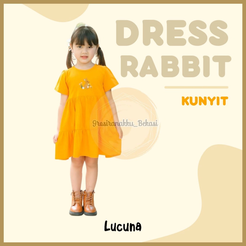 Dress Anak Rabbit Lucuna  Warna Kunyit Size 1-5 Thn