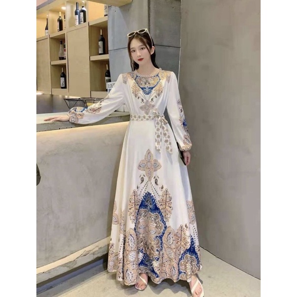 SALE!!! RESTOCK!!! DRESS GAMIS ESTILO SERIES 02 IMPORT BKK-putih sultan 003
