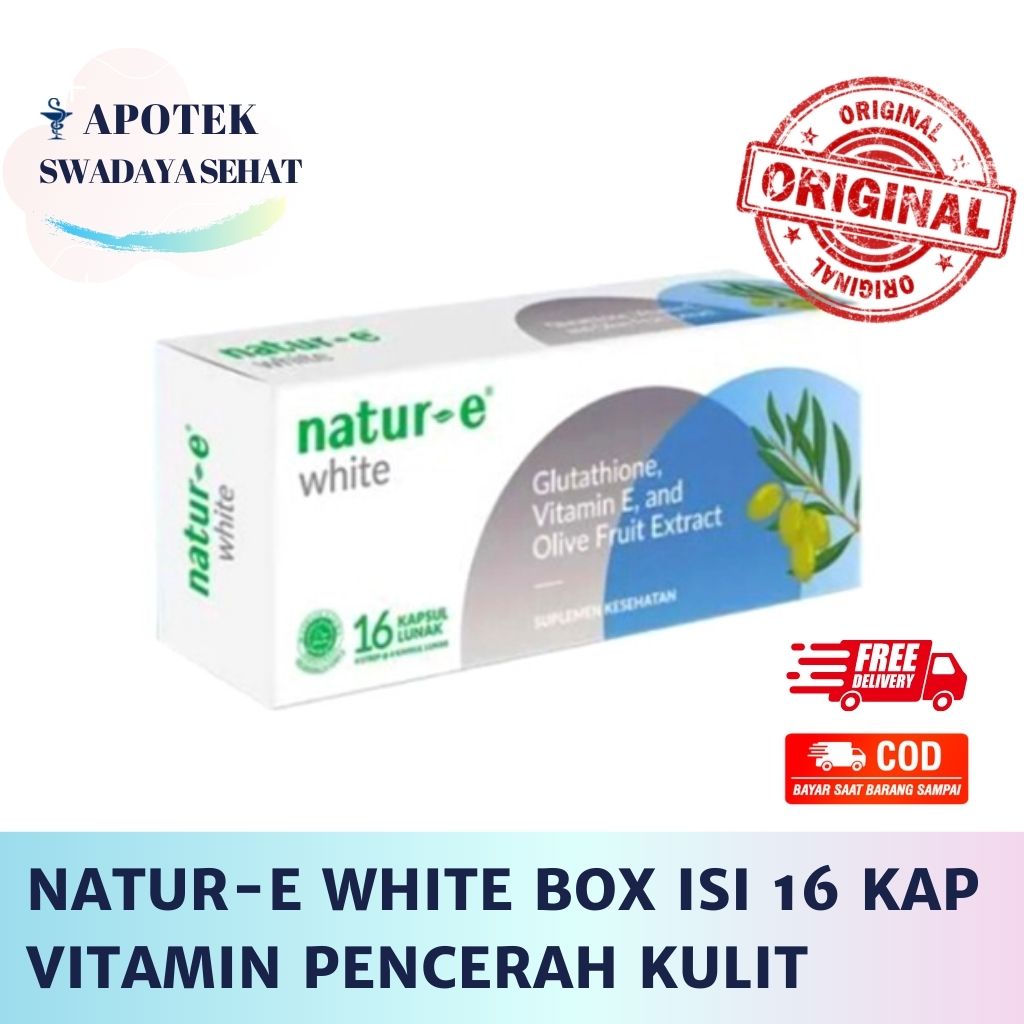 NATUR E WHITE Glutathione Vitamin E BOX Isi 32 - 16 Tablet Vitamin Kulit Pemutih Natur-E Kapsul Lunak