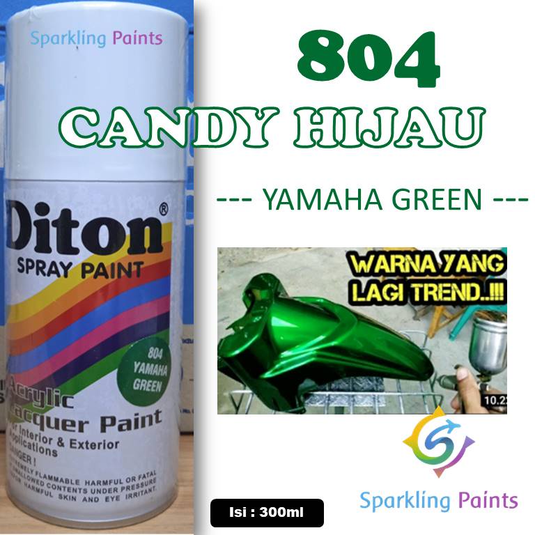 Pilox Diton Yamaha Green 804 Hijau Candy Candytone Transparan Cat Pilok Motor 300ml Warna Kendi Yamaha Hijau Metalik