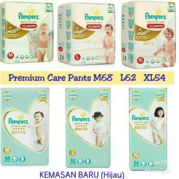 iQ3Code PROMO Pampers Premium Care Soft Pants M 68 M68 L 62 L62 XL 54 Popok Celana Pampers M L XL M3
