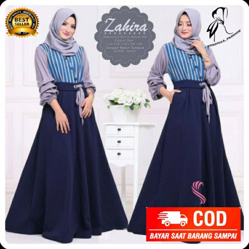 Baju Gamis Gamis Syari Dress Syari Wanita Terbaru 2021 Zahira Dress