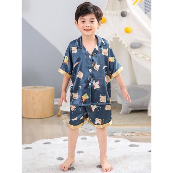 AN14 -AN19 Piyama Anak Bahan Satin Sutra Silk Premium