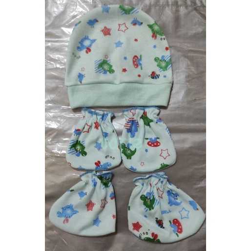 1 set topi bayi 3 in 1 topi+sarung tangan+sarung kaki