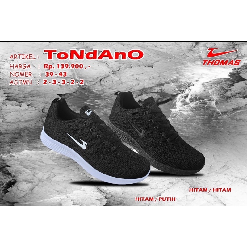 Sepatu Sneakers Hitam Pria Sepatu Thomas Pria keren 100% original