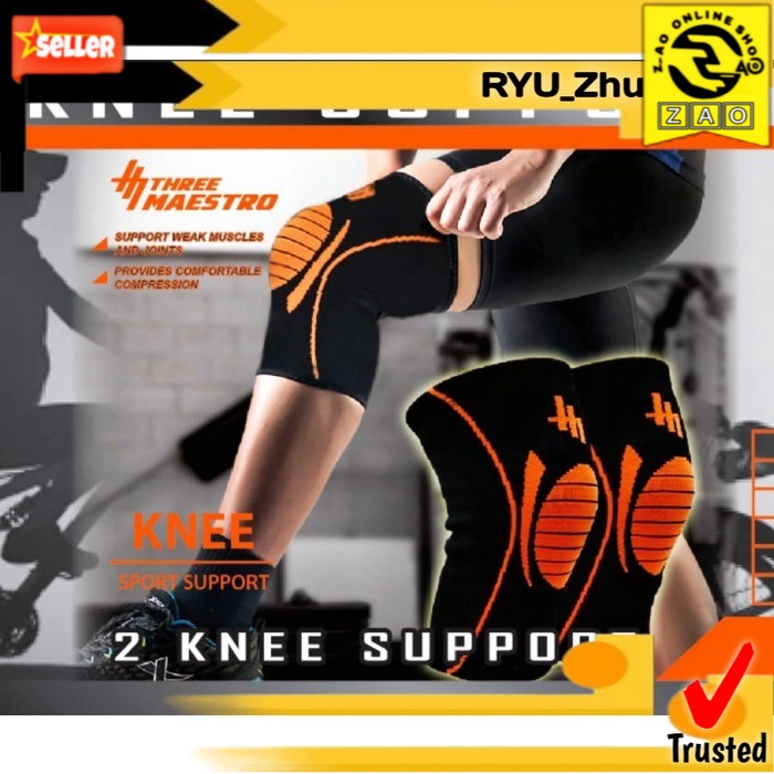 KNEE SUPPORT/DEKER LUTUT/PELINDUNG LUTUT THREE MAESTRO - S, Abu-abu