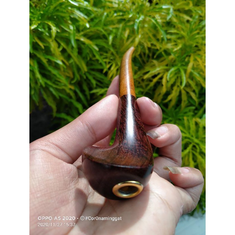 Pipa Rokok (Once) Motif Tongkat Orang Tua (Tekken) Kombinasi Galih Asem & Kelor Emas