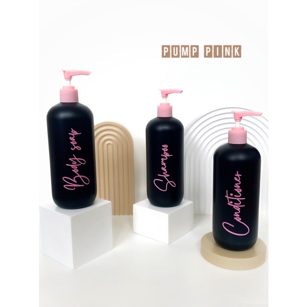 botol hitam 500ml n24 pink edition.  aesthetic bottle minimalist refill organizer tempat sabun cair pump estetik