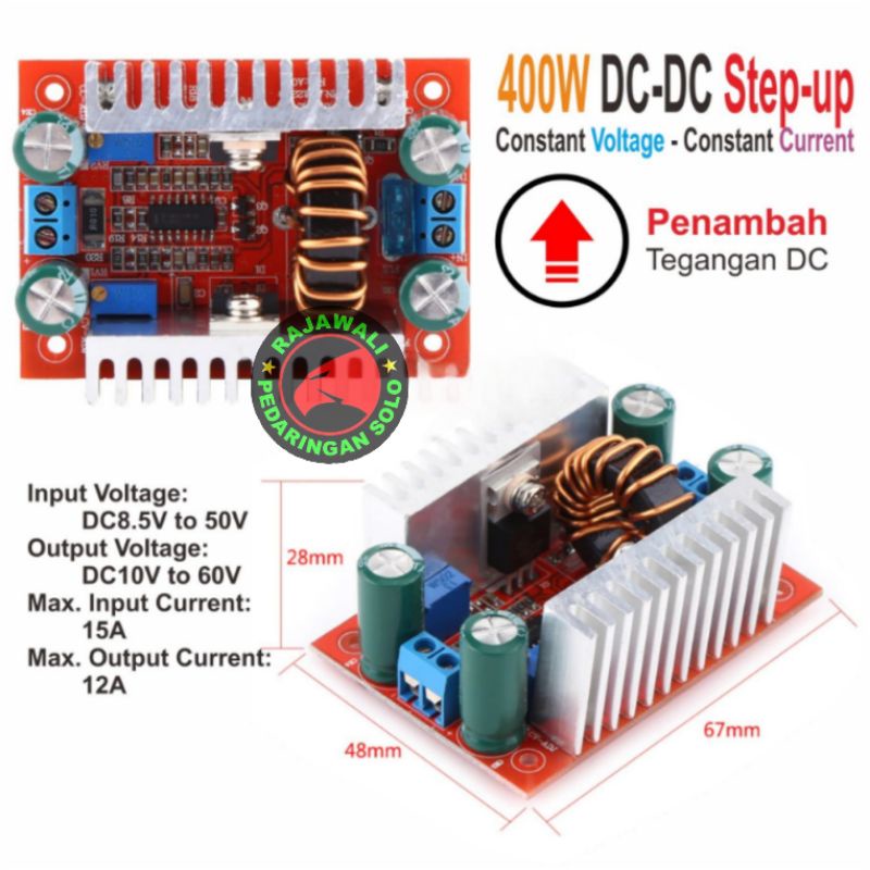 Jual STEP UP DC VOLTAGE AMPERE MODUL STEPUP 400W Shopee Indonesia
