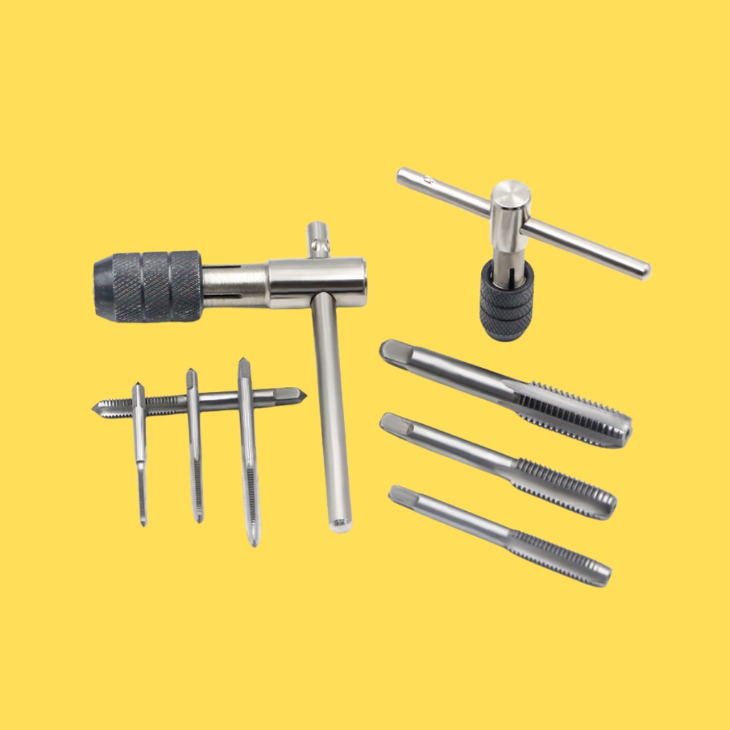 Mata Bor Hand Tap Die Set - Pembuat Ulir Sekrup dengan Tap Wrench Original