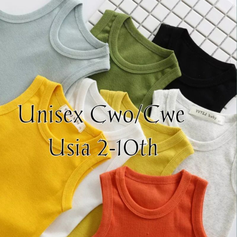 cuci gudang singlet anak 2-10 tahun singlet polos anak unisex singlet anak cewek-cowok cod