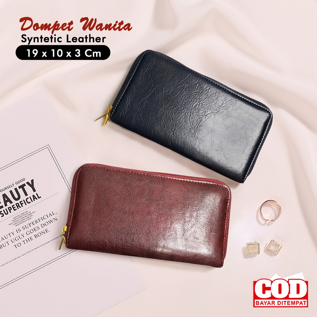 Dompet panjang wanita kulit sintetis tebal dompet hp dompet uang koin uang kertas kartu