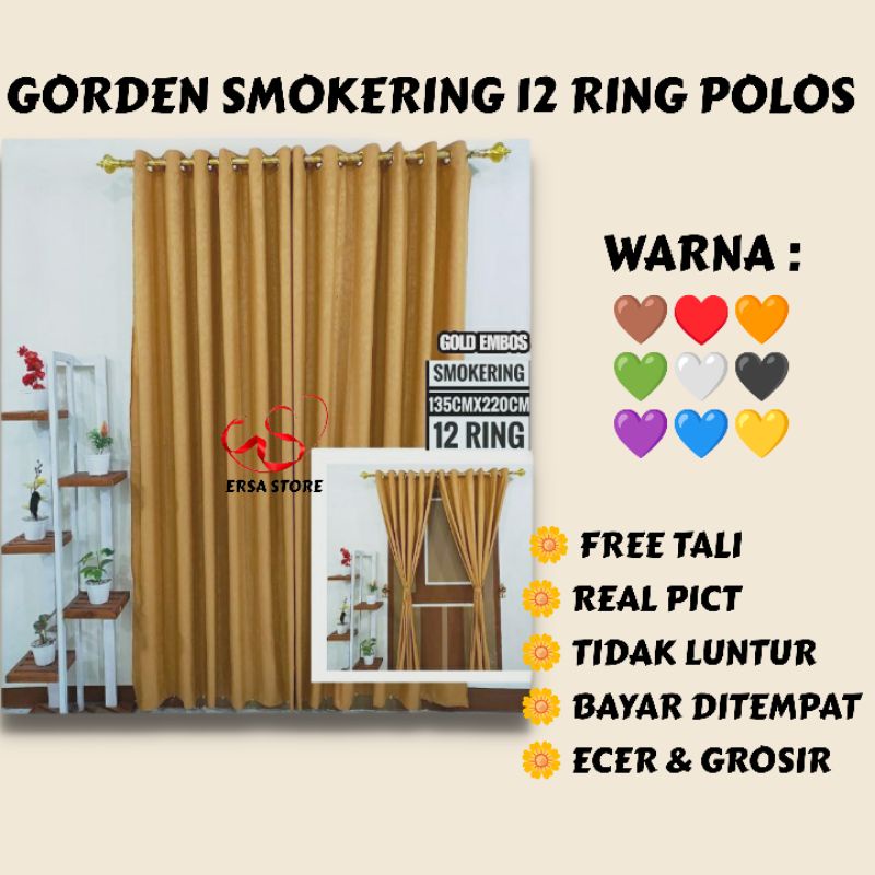 ERSA STORE - GORDEN SMOKRING 12 RING 135X220 CM EMBOS POLOS WARNA YELLOW KUNING HIJAU MUDA / BOTOL M