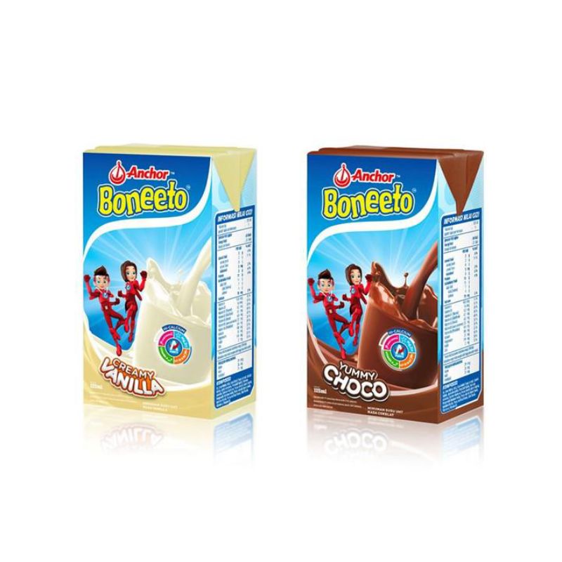 

Anchor Boneeto UHT Creamy Vanilla 115 ml Anchor Boneeto UHT Yummy CHoco 115 ml