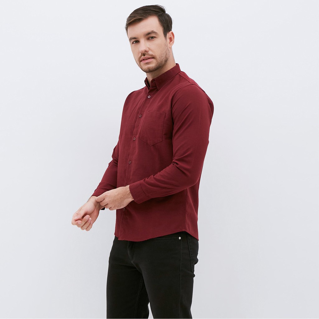 M231 Kemeja Pria Basic Polos Panjang Maroon 1468BRAMAYANA JAKTIM