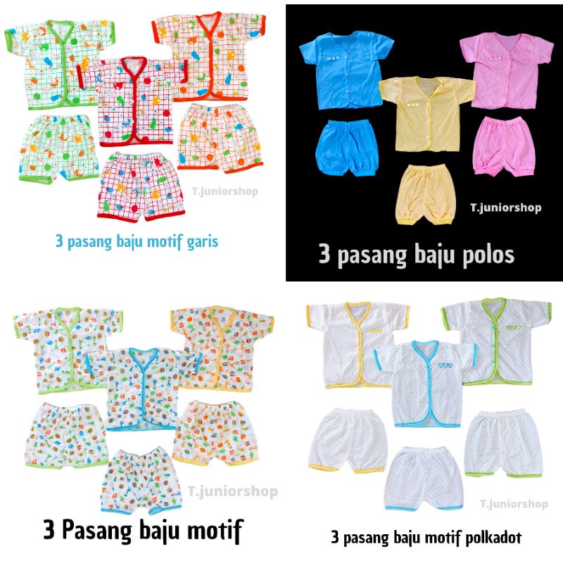 PAKET BAJU BAYI NEWBORN/PAKET 3 SETELAN BAJU PENDEK BAYI NEWBORN/ BAJU BAYI NEWBORN