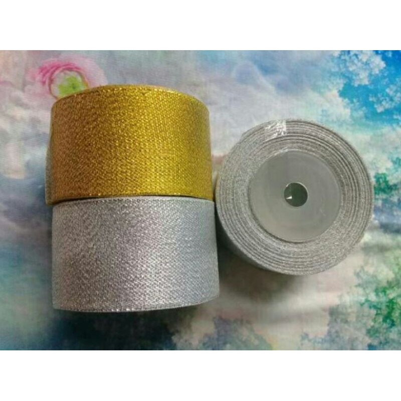 

Pita kain Glitter 1.5" atau 4 cm aneka warna per roll