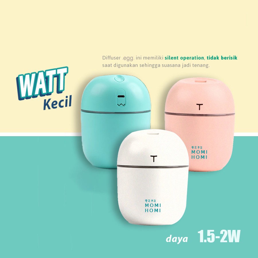 Colorful Egg USB Humidifier Diffusser 220ml Mini Portable Air Purifier Pelembab Udara Aromaterapi