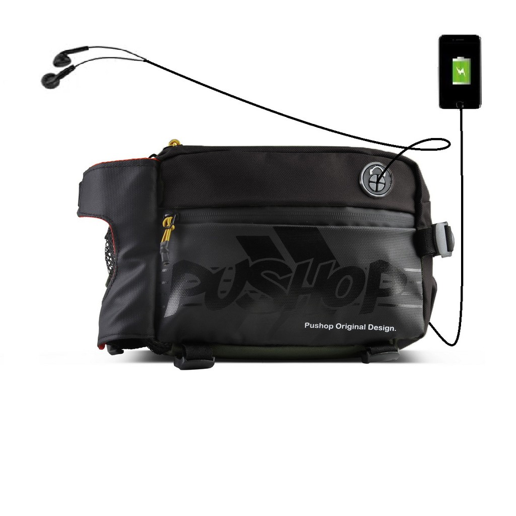 Tas Selempang Waistbag USB  Premium Pushop RUSHER