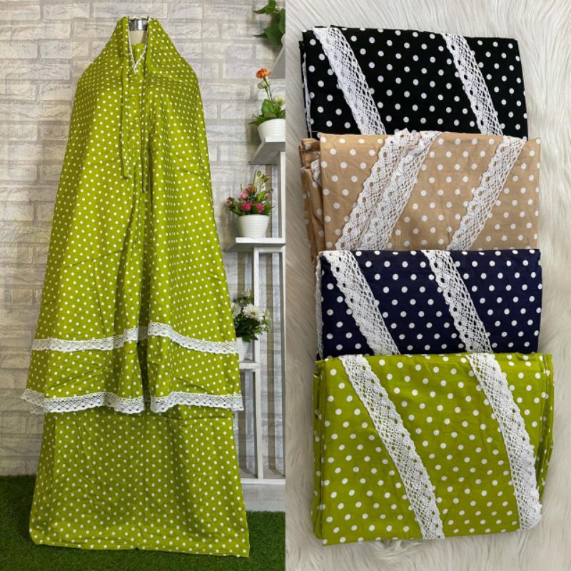 Mukena Katun Jepang Renda Susun