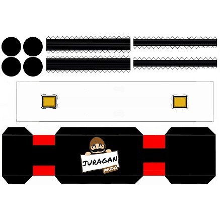 DIY Miniatur Bus Agam Tungga Jaya Hitam Skala 30 Papercraft