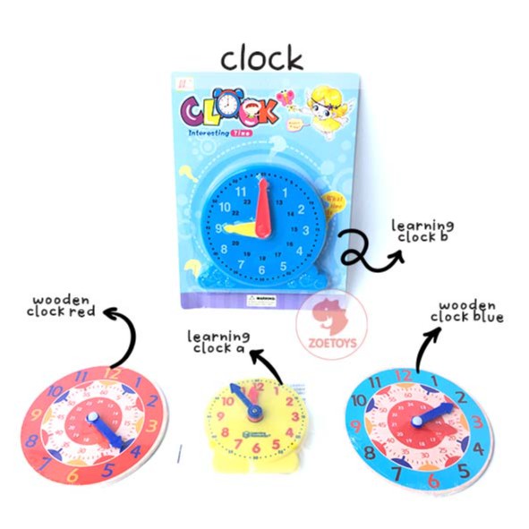 Zoetoys Montessori Learning Clock A B Wooden Clock | Jam Anak Jam Kayu Jam Belajar Waktu Mainan Edukasi Anak Jam Kayu Anak Mengenal Waktu Resources | Mainan Belajar Mengenal Waktu Counting Time Toys | Math Mathematics