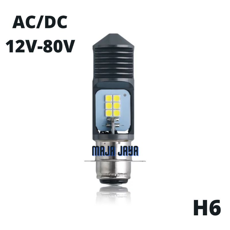 BOHLAM LAMPU LED DEPAN AC/DC 2 SISI 6 LED/LAMPU DEPAN MOTOR MATIC PD15D/ MIO BEAT SUPRA JUPITER Z VE