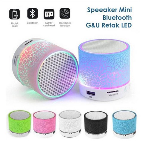 Speaker Bluetooth LED mini motif retak portable wireless bluetooth USB / music sound / speaker usb