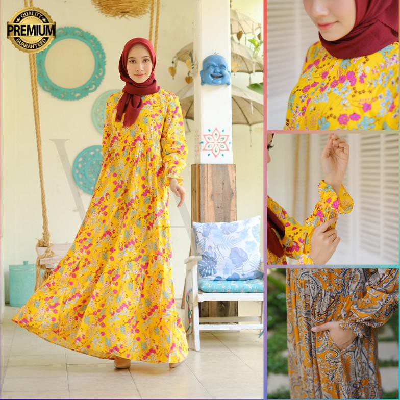 Gamis Syari Fashion Muslim Home Dress Busui Namira Yellow By Wearmoura