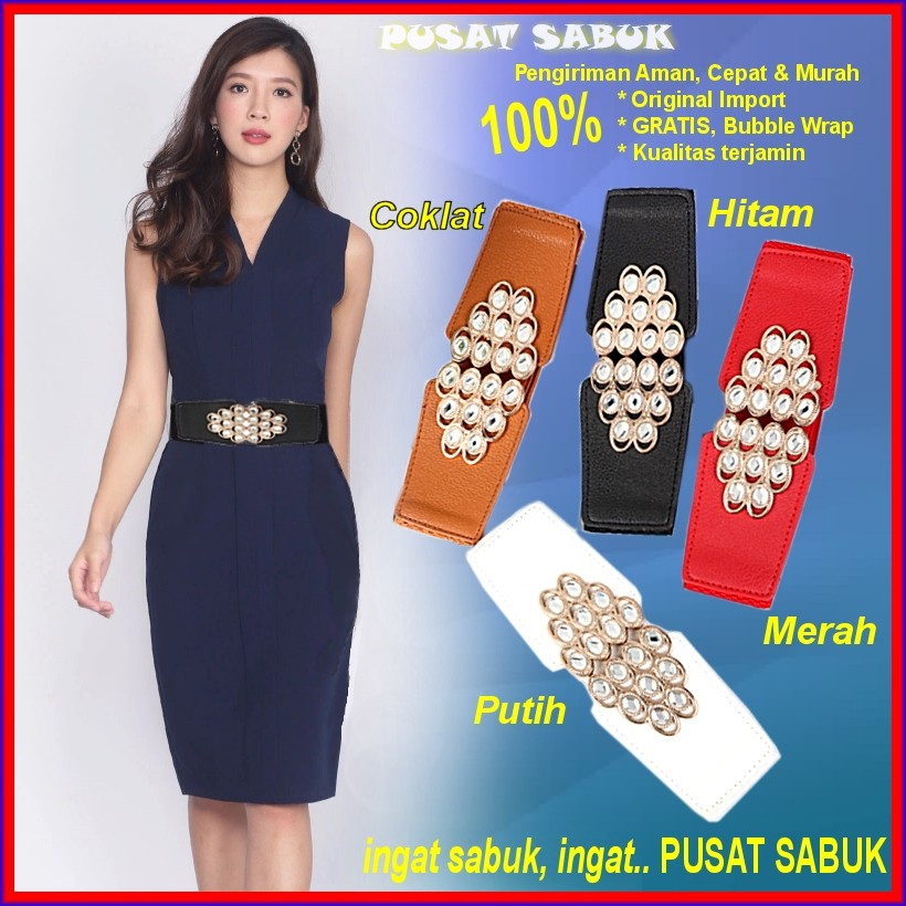 Belt Sabuk Wanita Fashion Obi Karet Ikat Pinggang Gesper Cewek Korea Besar Jumbo Big Gaun Murah cm