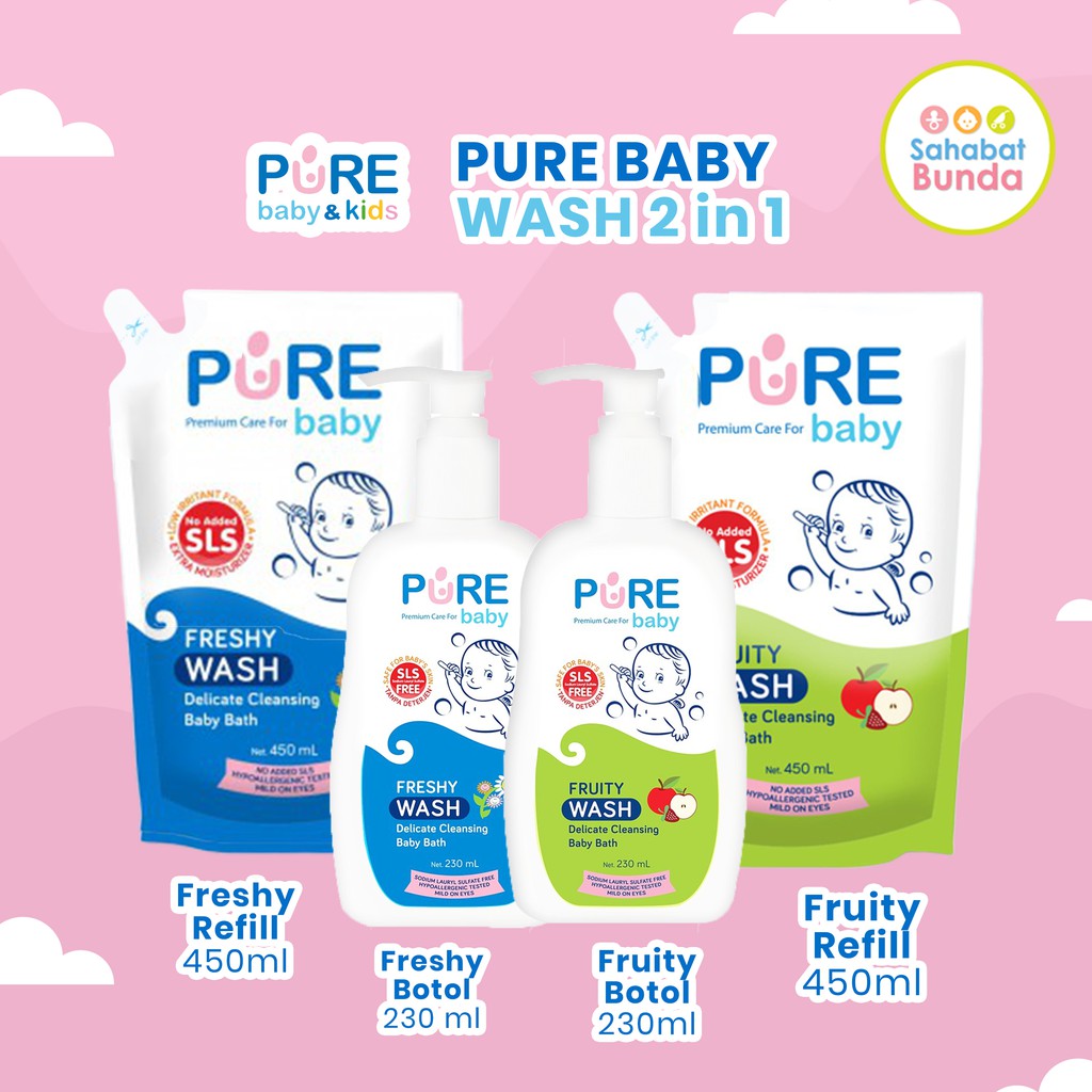 PURE BB BABY Wash 2 In 1 Bath 2 Fruity & Freshy / Sabun & Shampoo Bayi ...