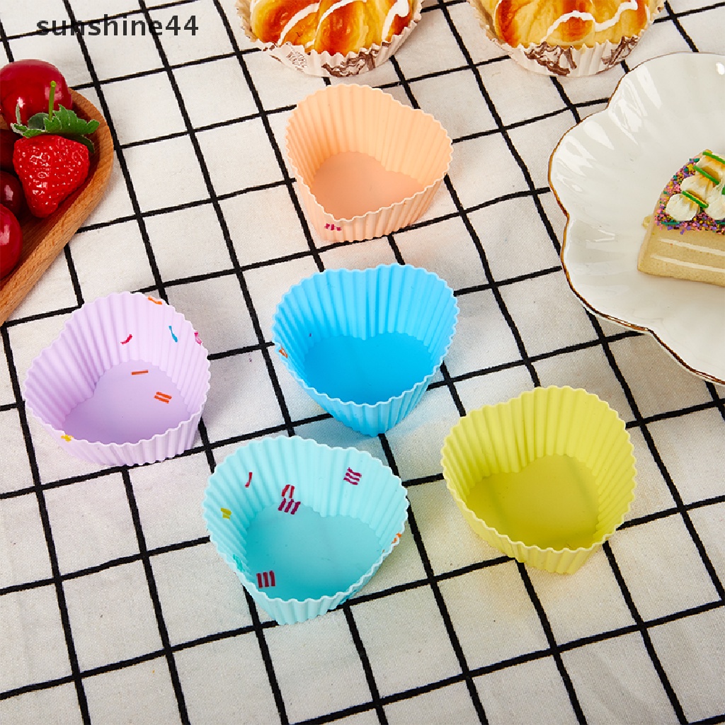 Sunshine 5PCS Cetakan Kue Muffin / Puding Bahan Silikon