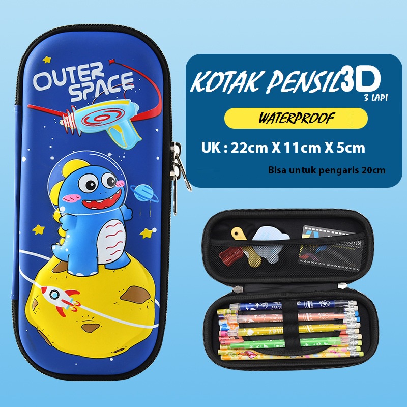 KOTAK PENSIL 3D KOTAK PENSIL ANAK ANTI AIR MOTIF DINOSAURUS LITTLE PONY ASTRONOT