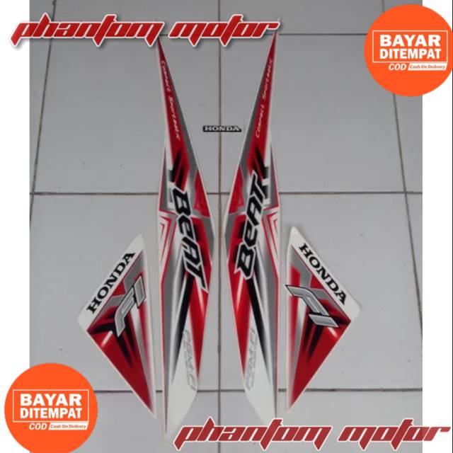 Striping beat FI 2015 putih merah