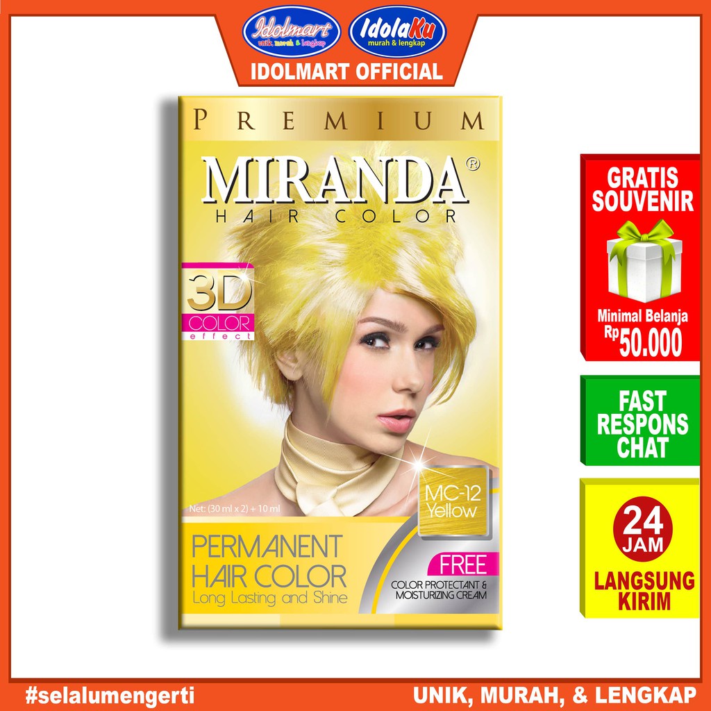 IDOLAKU Miranda Hair Color (Cat Rambut Permanen) MC12 Yellow 30ml