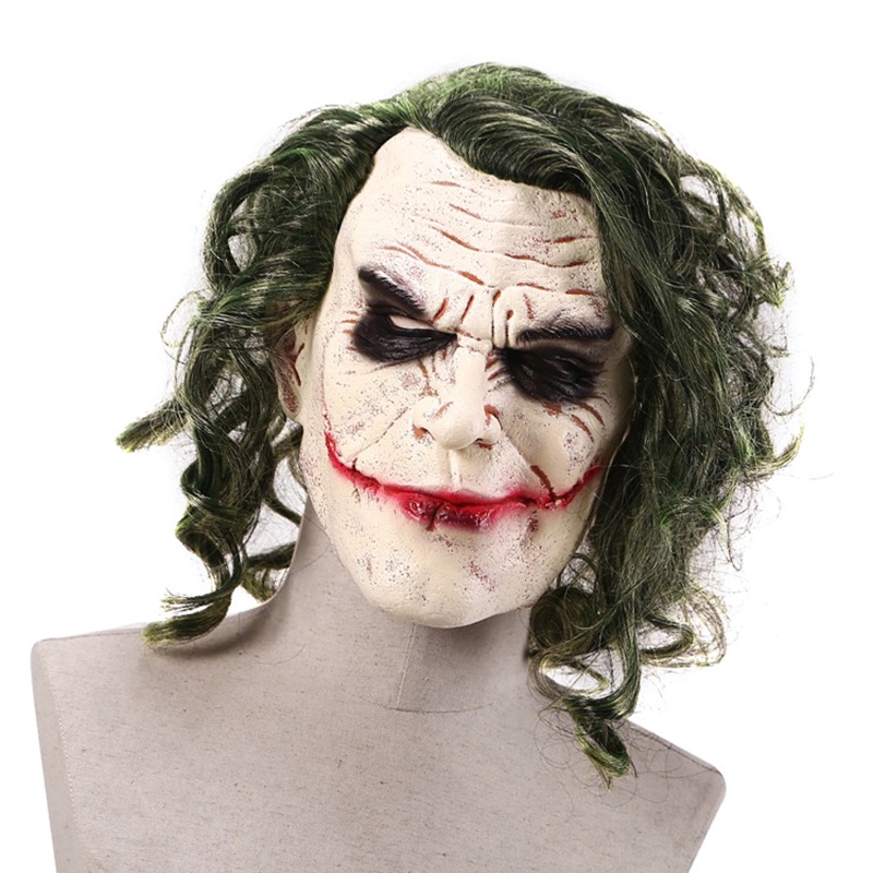 Topeng Badut Joker Seram Warna Hijau Untuk Cosplay Halloween