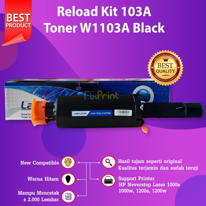 Reload Kit Toner HP 103A W1103A Cartridge Compatible Printer Laserjet 1000a 1000w 1200a 1200w