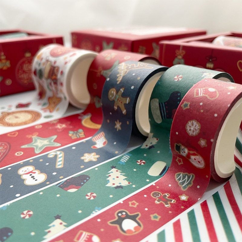 6 Roll Tape Kertas Washi Motif Natal Untuk Scrapbook