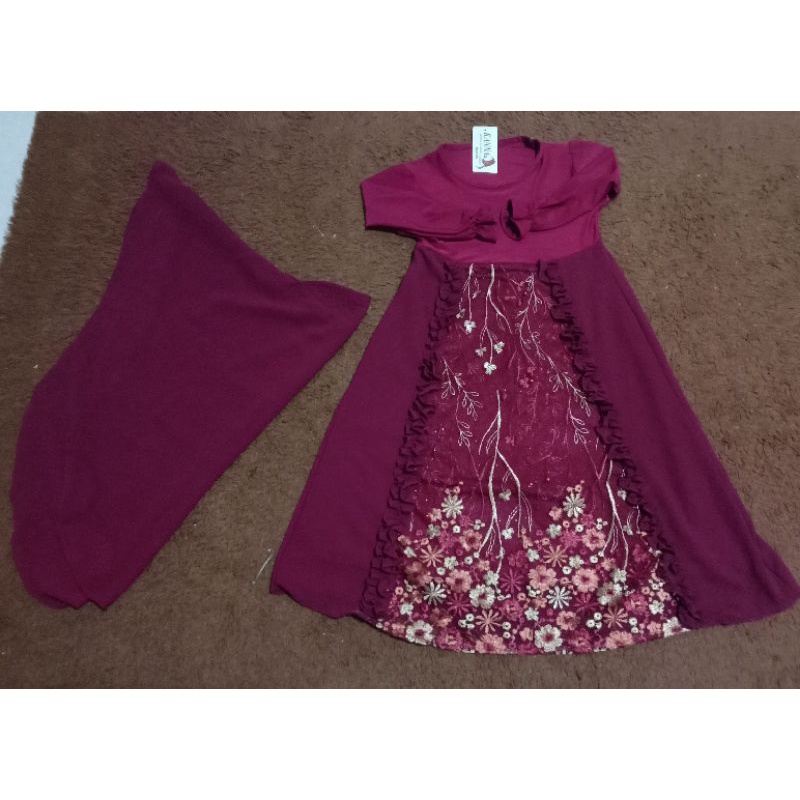 gamis anak brokat full ceruti